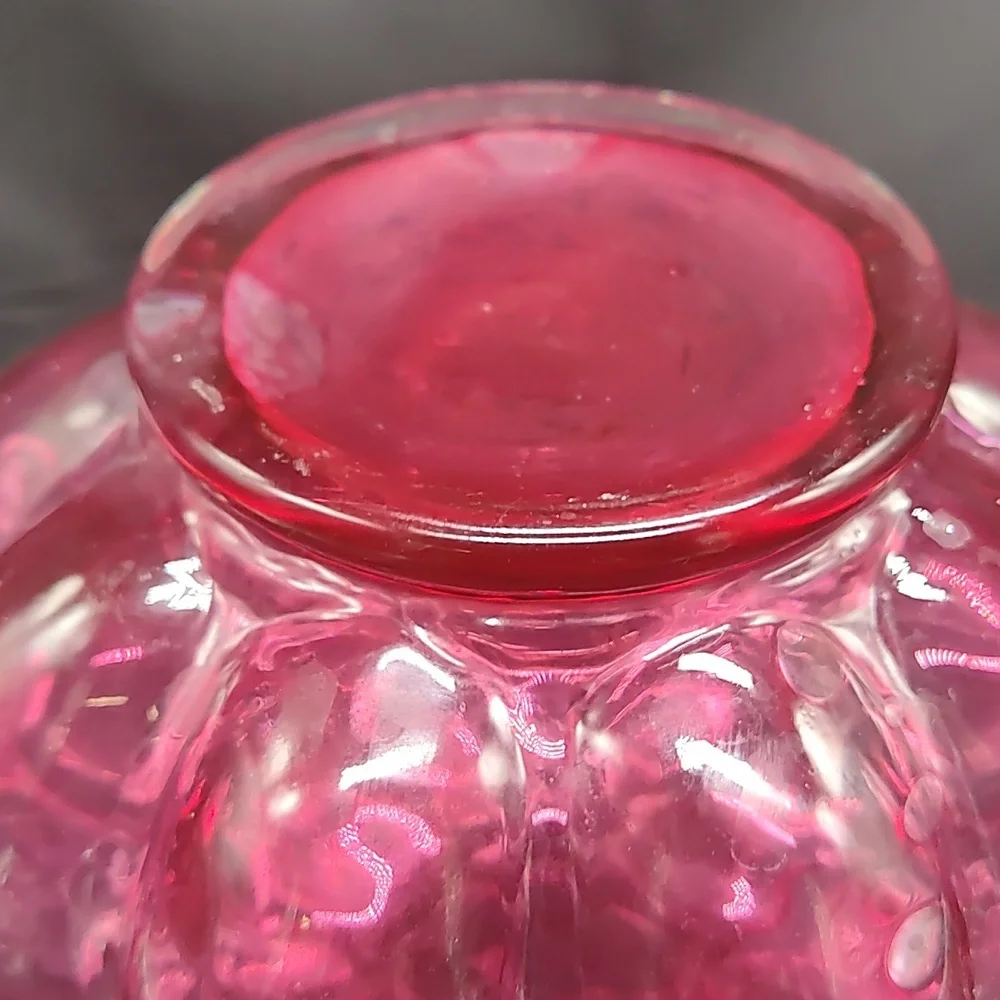 Fenton Cranberry Double Optic Crimped Vase